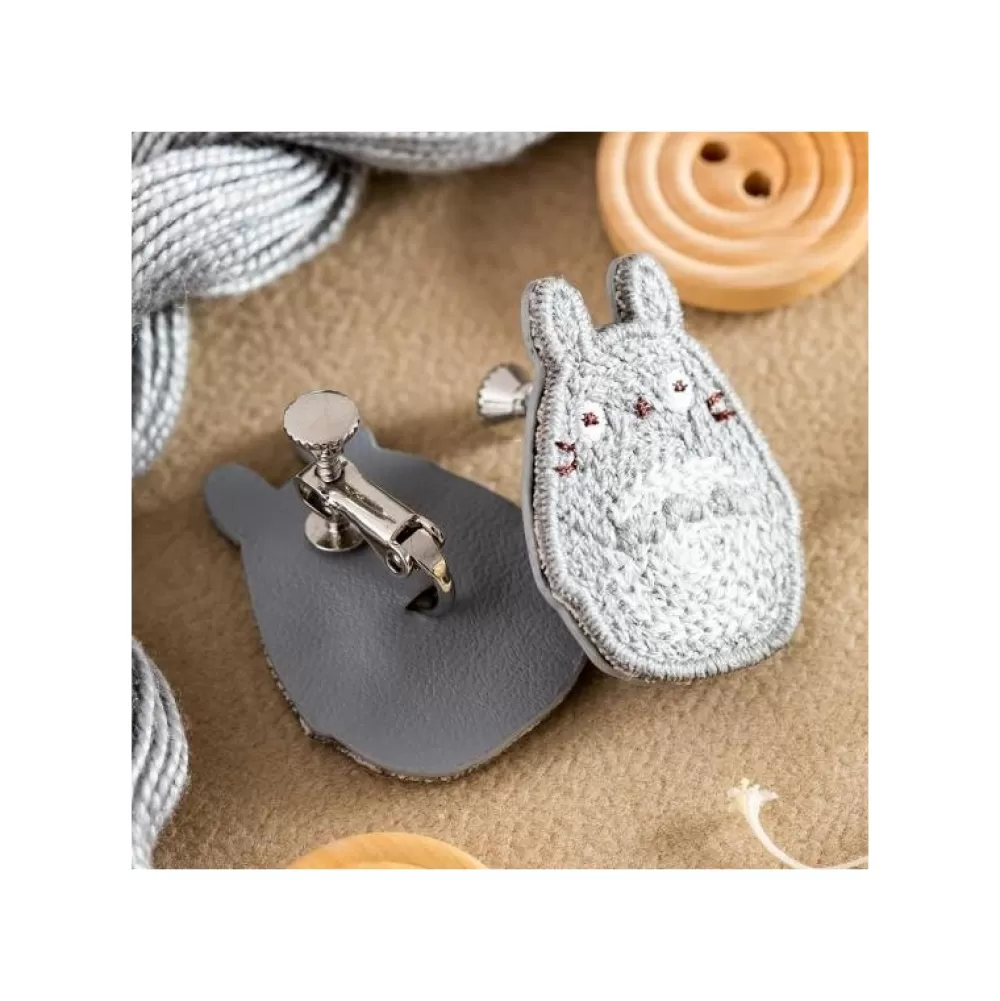 Clearance Bijou Boucle D'Oreilles A Clips Broderie Totoro Gris - Mon Voisin Tot Bijoux