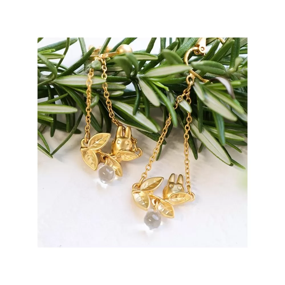 Outlet Bijou Boucle D'Oreilles Clip Totoro Blanc Cache Dans Une Feuille - Mo Bijoux