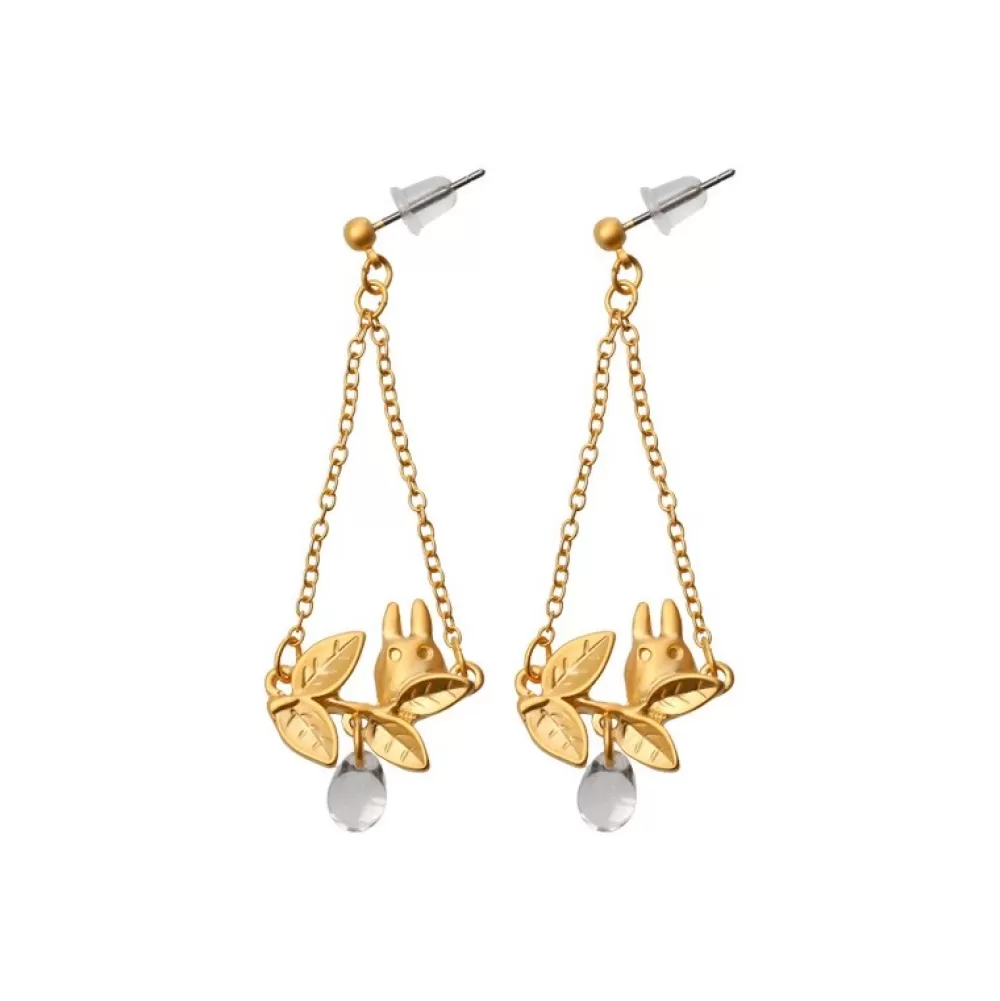 Discount Bijou Boucle D'Oreilles Totoro Blanc Cache Dans Une Feuille - Mon Voi Bijoux