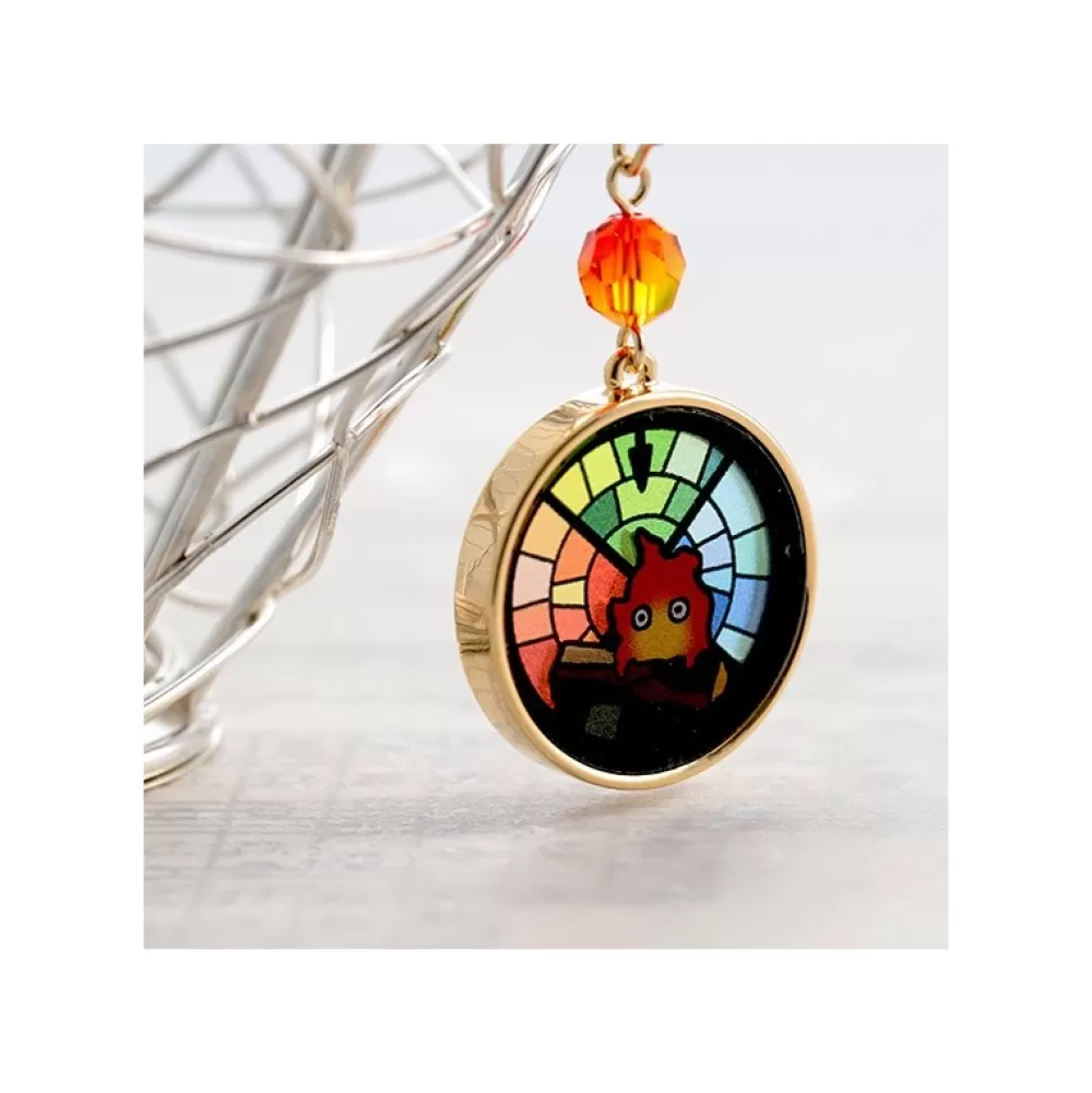 Fashion Bijou Boucles D'Oreilles A Clips Calcifer Vitrail- Le Chateau Ambulan Bijoux