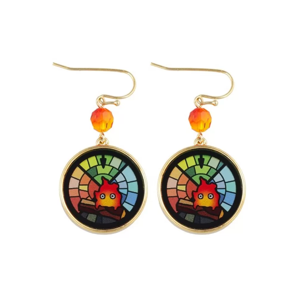 Best Sale Bijou Boucles D'Oreilles Calcifer Vitrail- Le Chateau Ambulant Bijoux