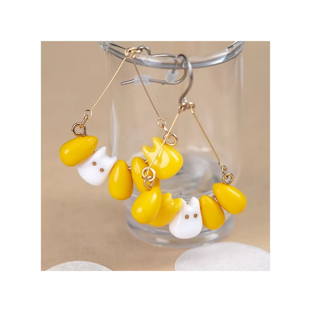 Cheap Boucles D'Oreilles Totoro Blanc & Mais - Mon Voisin Totoro Bijoux