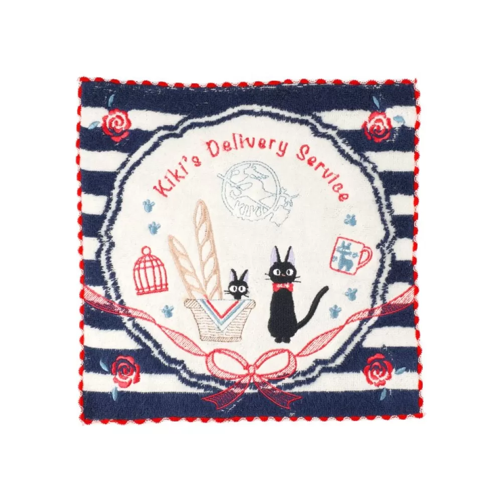 Outlet Mini Serviette Bleue Marine A Rayures 25X25 - Kiki La Petite Sorciere Linge De Maison